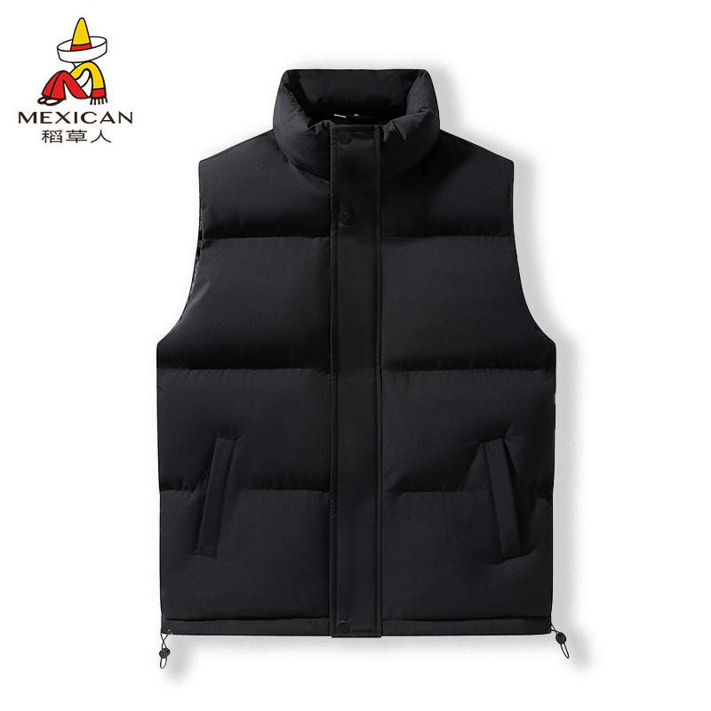 稻草人冬季棉衣马甲男加绒加厚保暖背心青少年外穿立领棉服外套Z