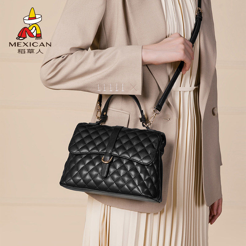 稻草人包包女2026新款百搭菱格包时尚手提包通勤小方包单肩斜挎包
