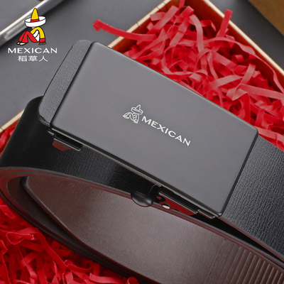 稻草人皮带男士正品时尚真牛皮无牙内穿式2026新款潮年轻人裤腰带