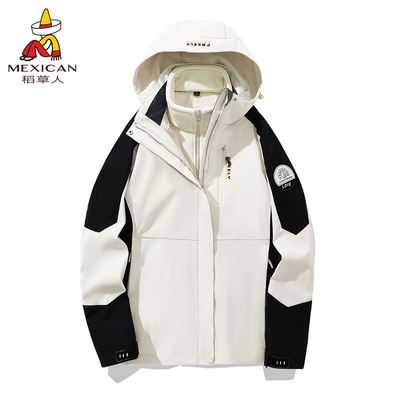 稻草人户外冲锋衣三合一防风防水