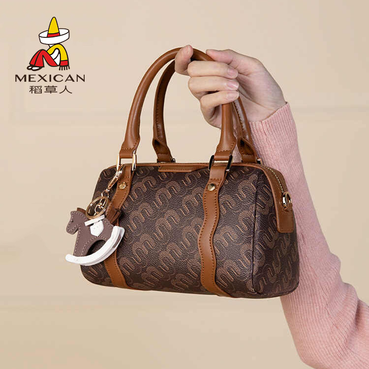 稻草人波士顿包老花枕头包女2025新款夏季高级感斜挎手提复古小包