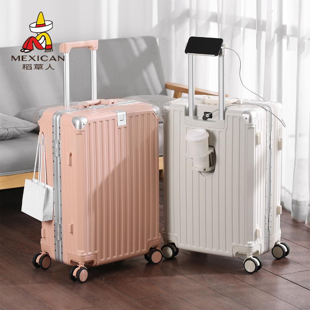 稻草人多功能行李箱铝框拉杆箱皮箱万向轮新款旅行箱密码箱子男女