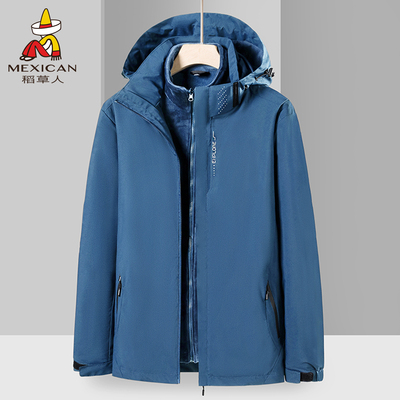 稻草人户外冲锋衣三合一可拆卸