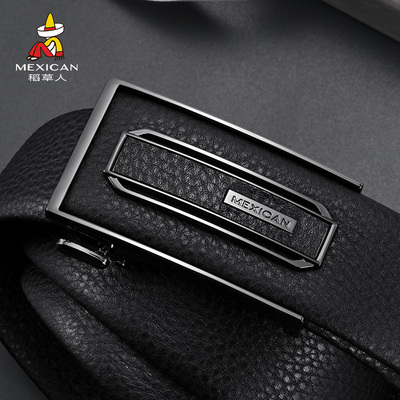 稻草人皮带男正品真皮自动扣牛皮男士腰带时尚简约青年男式裤带潮