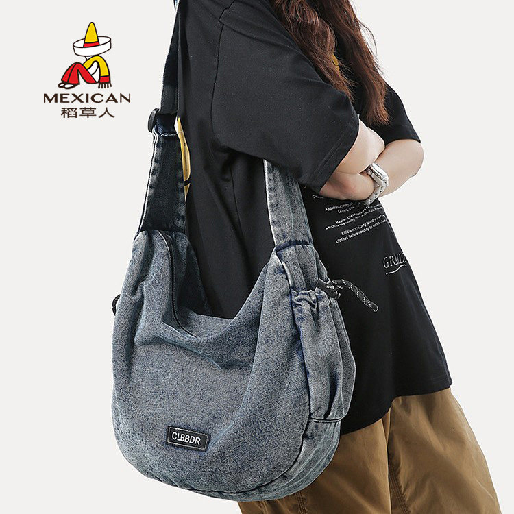 港风潮牌原宿ins高级感复古包包腋下包女百搭牛仔户外逛街斜挎包