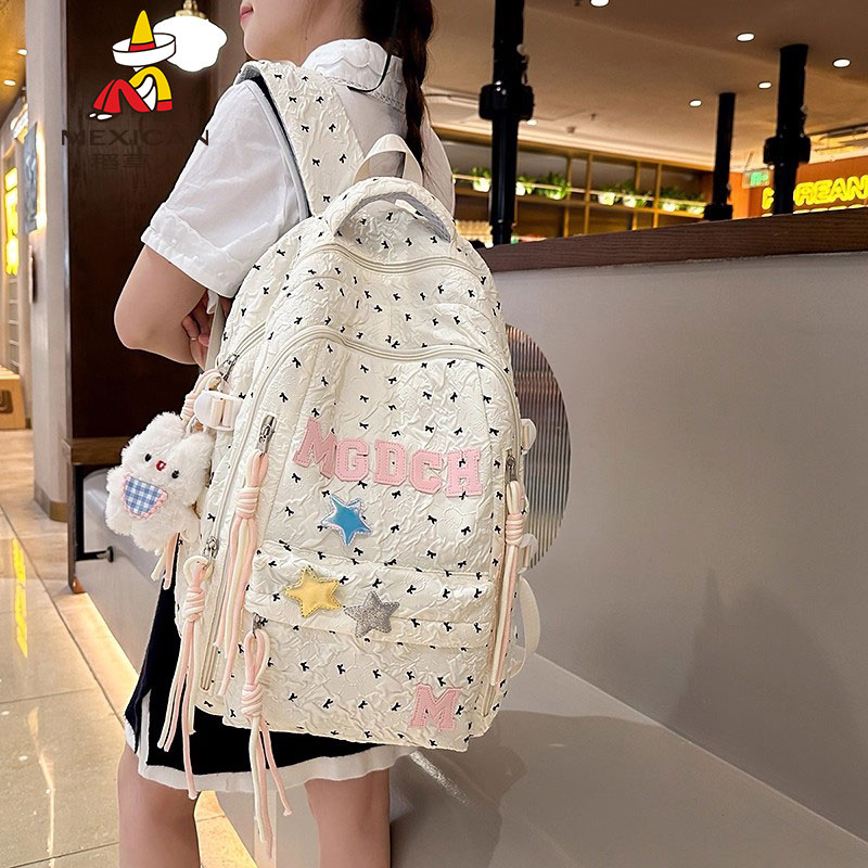 稻草人新款高颜值韩版ins清新甜美糖果色背包初高中生双肩包