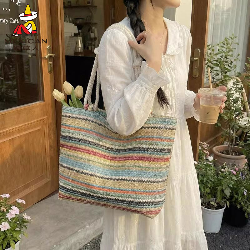 稻草人草编包女大容量新款夏季百搭单肩托特包海边度假沙滩通勤包