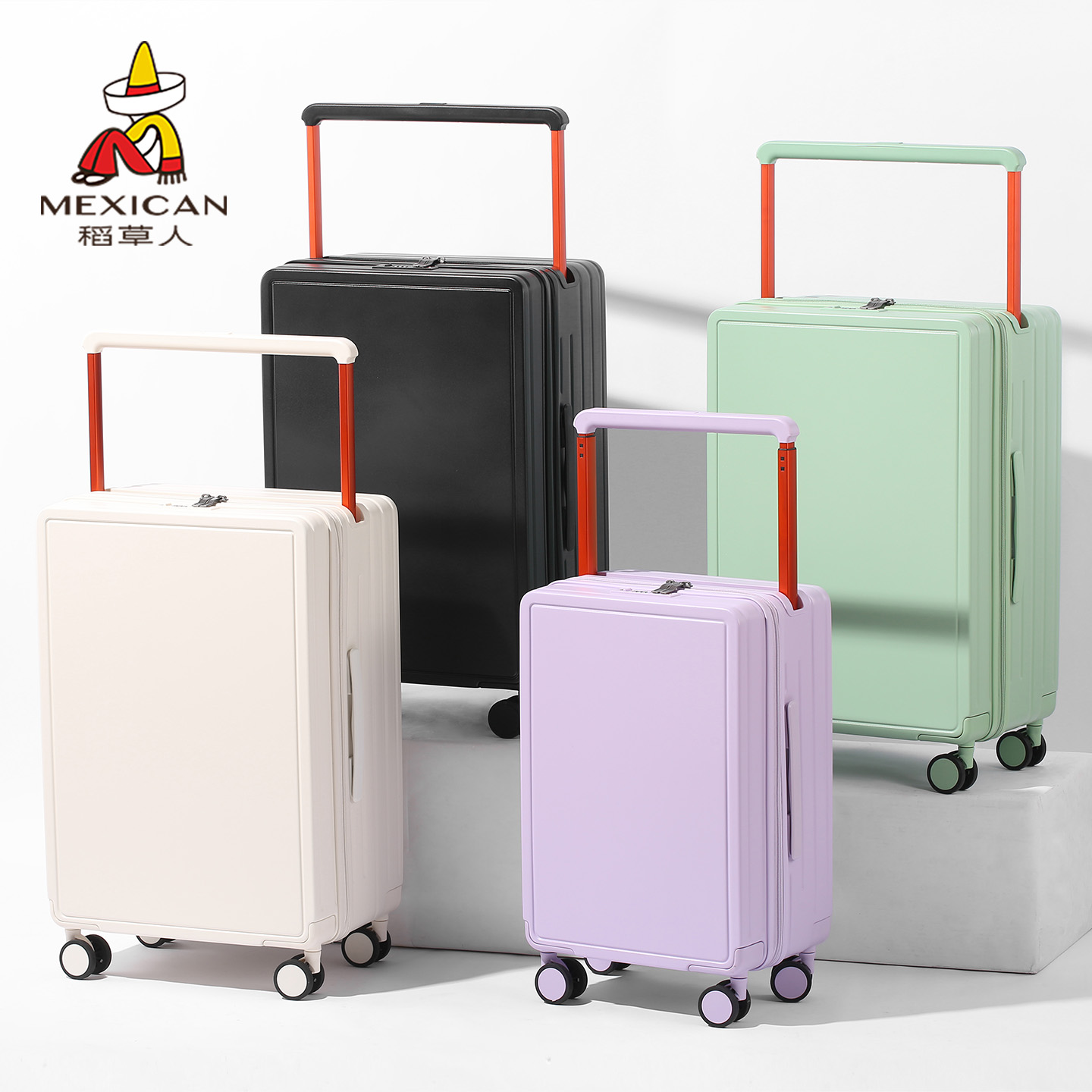 稻草人2025新款侧开盖宽拉杆20寸24可登机行李箱大容量密码旅行箱