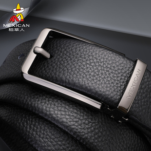 牛皮商务潮年轻人针扣裤 真皮腰带2025新款 腰带 正品 稻草人皮带男士