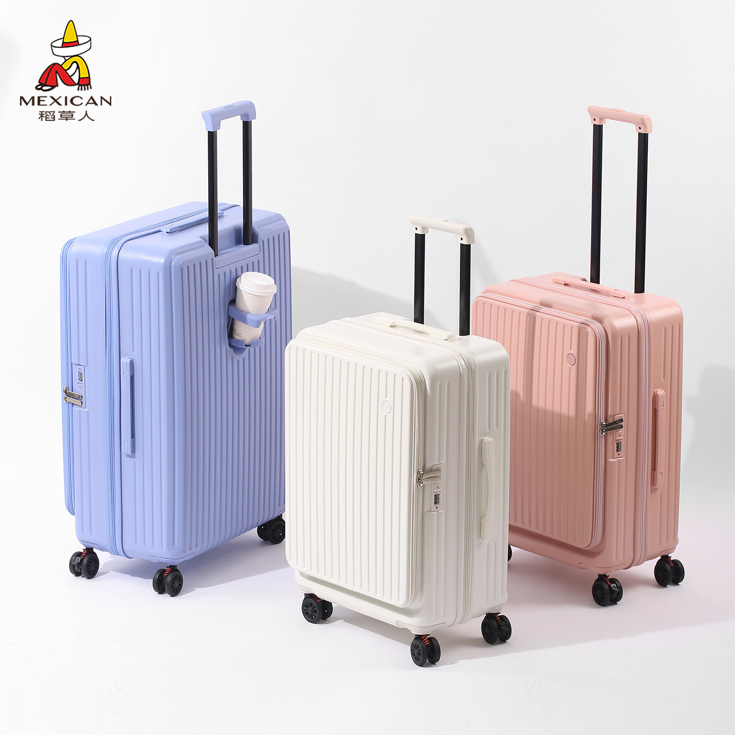 稻草人新款行李箱侧开盖男可扩展拉杆箱20寸24旅行箱女登机皮箱子