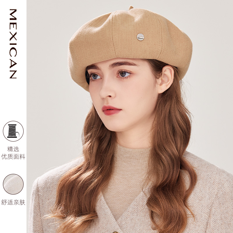 稻草人复古贝雷帽女秋冬显脸小蓓蕾帽百搭春夏画家帽子英伦八角帽