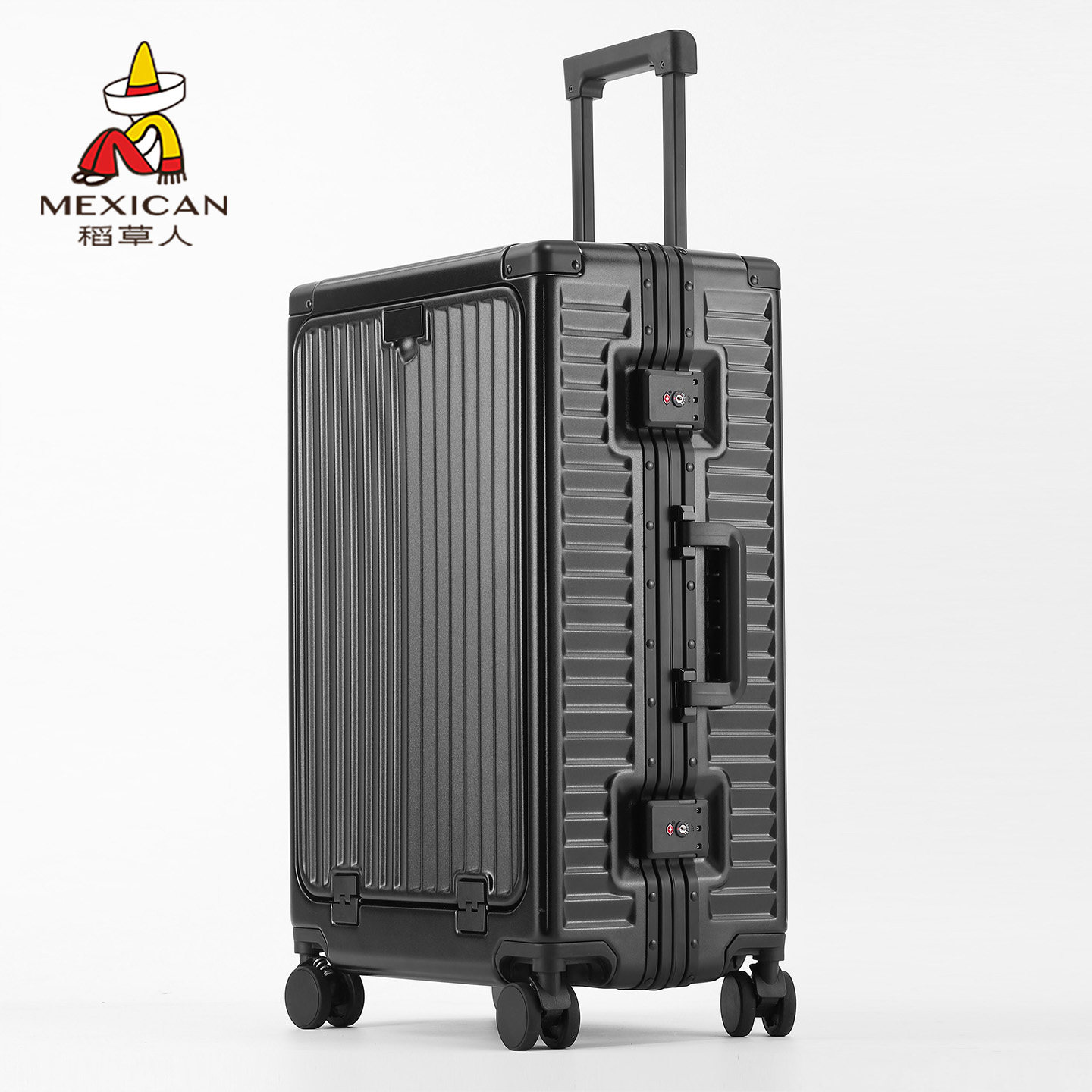 稻草人行李箱2025新款多功能前开口20寸可登机旅行箱铝框密码箱