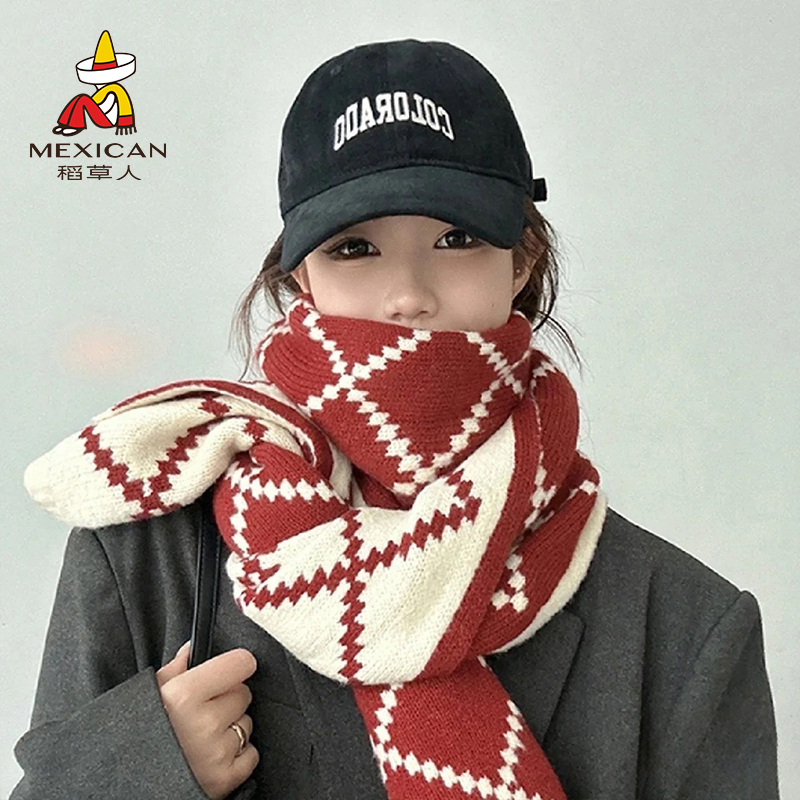 稻草人氛围感加厚围巾女秋冬季