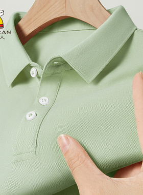 稻草人polo衫短袖男士夏季纯色绿色休闲商务男款衬衫领翻领t恤男Z