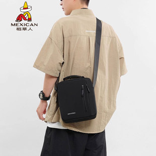 稻草人便携斜跨背包男款高级感简约商务单肩包休闲百搭运动手机包