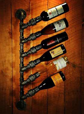 架IUT酒美式工业风墙面装饰水管瓶酒吧餐厅意展示架墙创上水管架