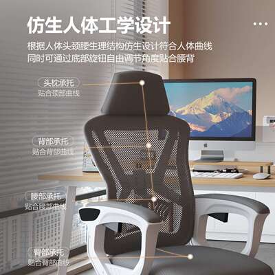 竞办公椅午休可躺家用舒适久坐脑椅宿舍人体工学椅子护电电ASE腰