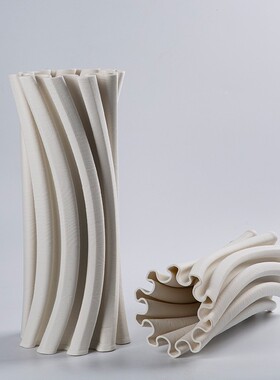 3打印白色简约现瓷代陶5艺品创D意插花器花瓶摆件工家居软装饰品