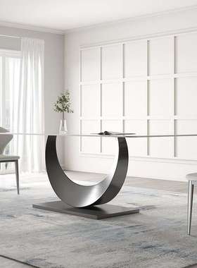 计意式极饭简岩板餐桌大小户轻奢现VRN代简约长型方形创意设师桌