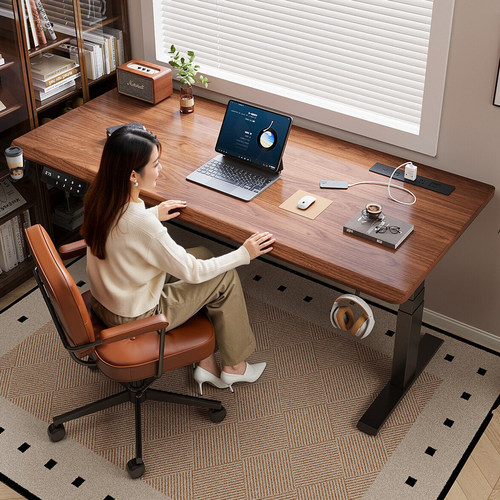 不小气实木电动升降桌智能电脑桌