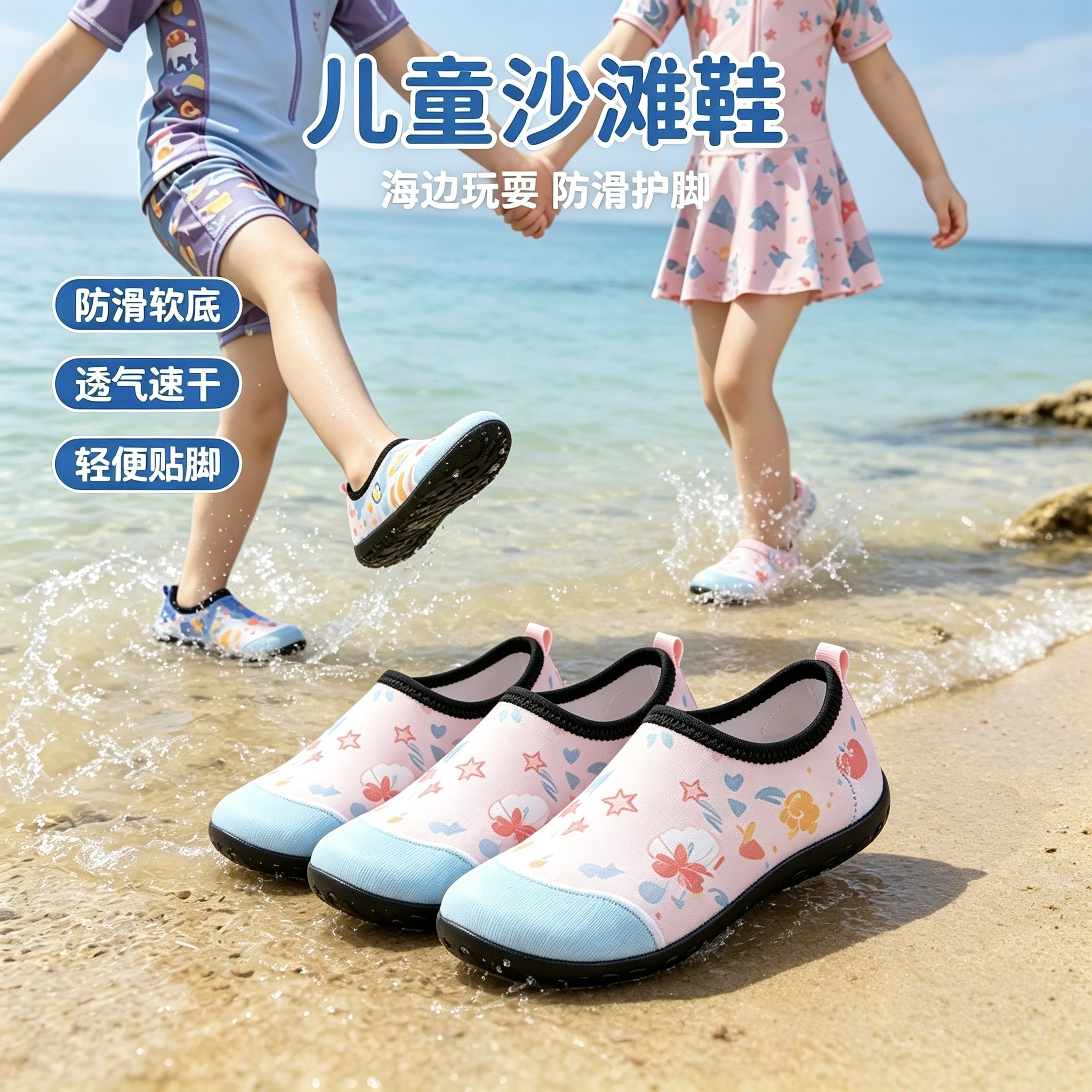 儿童沙滩鞋防滑防割男孩女童宝宝水上乐园防沙亲肤涉水游泳溯溪鞋