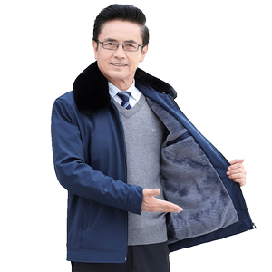 秋冬季爸爸爷爷冬装外套中年加绒加厚棉袄老人棉服中老年人棉衣男