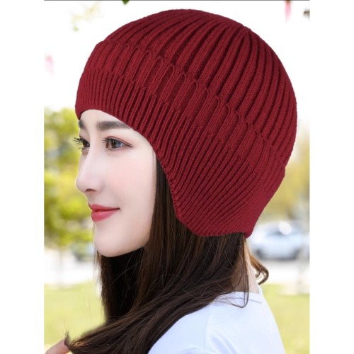 冬天帽子女冬季毛线帽加绒保暖护耳针织帽休闲韩版百搭潮素颜冷帽