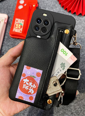 缤纷水果零钱包适用OPPOReno14/13手机壳A2MA3XA5pro户外旅游斜挎背绳A97/A58XA57硅胶软壳防摔K9S全包保护套