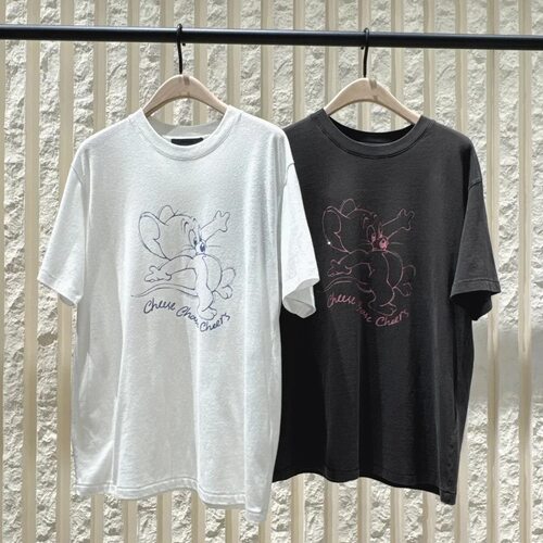 正品2025秋新品猫和老鼠联名系列斑驳洗褪短袖印花T恤MBE3TEE026