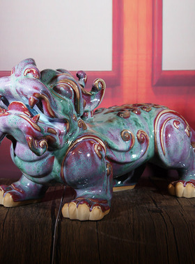 禹州神垕钧瓷貔貅摆件春节里品高档祥瑞客厅办公室工艺品陶瓷摆件