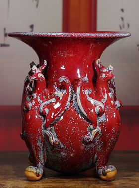 钧瓷名家杨廷玺凤鸣九州家居摆件艺术品客厅玄关博古架高档收藏