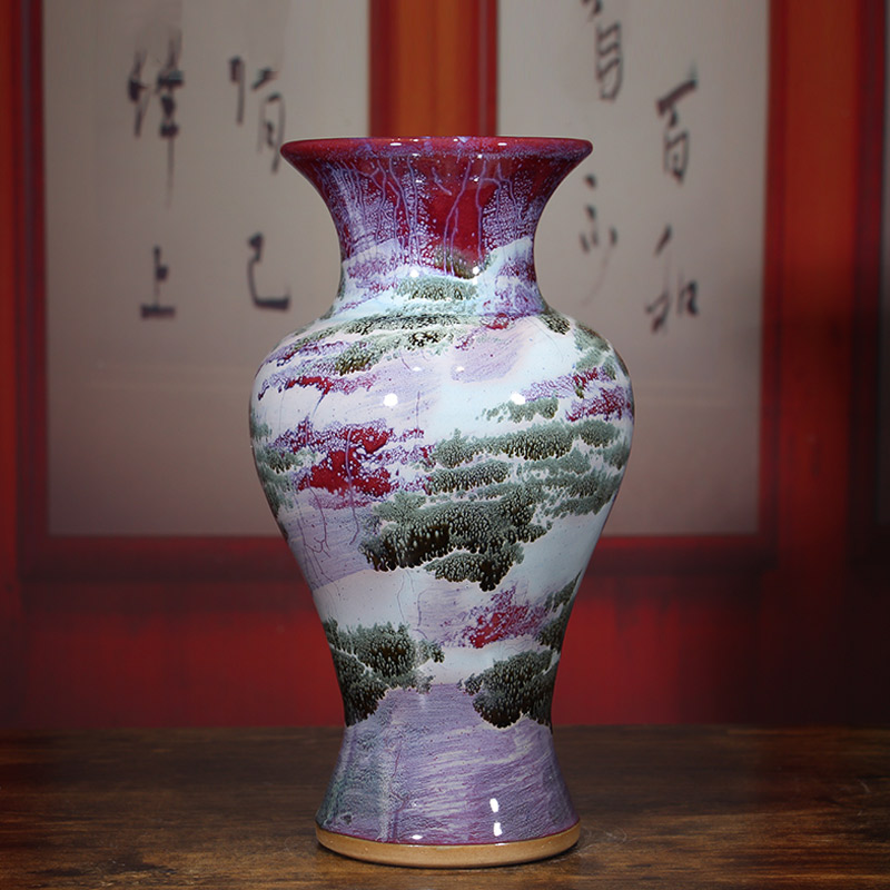 钧瓷花瓶禹州神垕客厅摆件装饰钧窑山水釉淑女瓶新中式客厅博古架