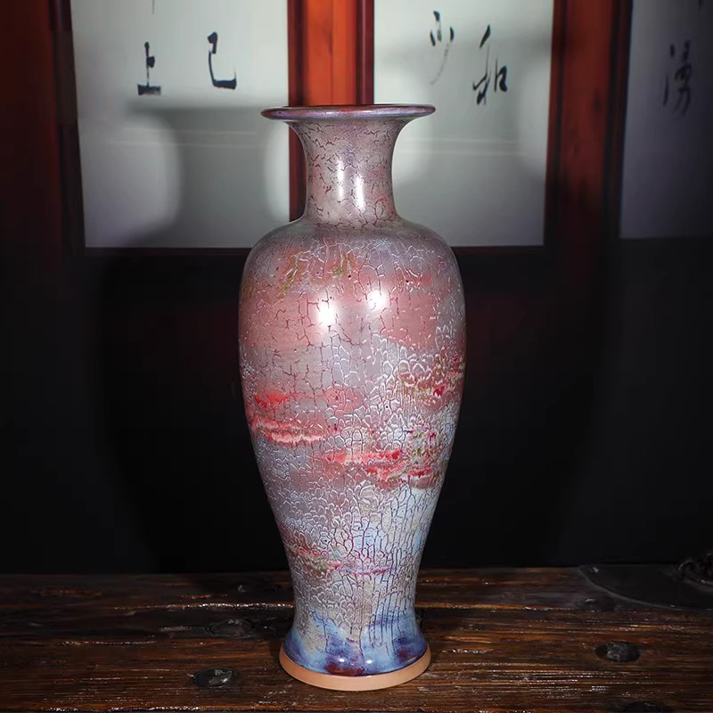 钧瓷花瓶白伟峰卢钧观音瓶工艺品摆件大插花瓶家居送领导礼品陶瓷