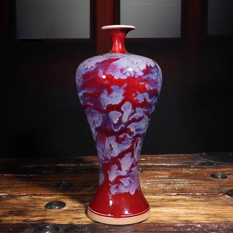 钧瓷花瓶东方丽人淑女瓶细口插花瓶家居中式送老师高档陶瓷摆件