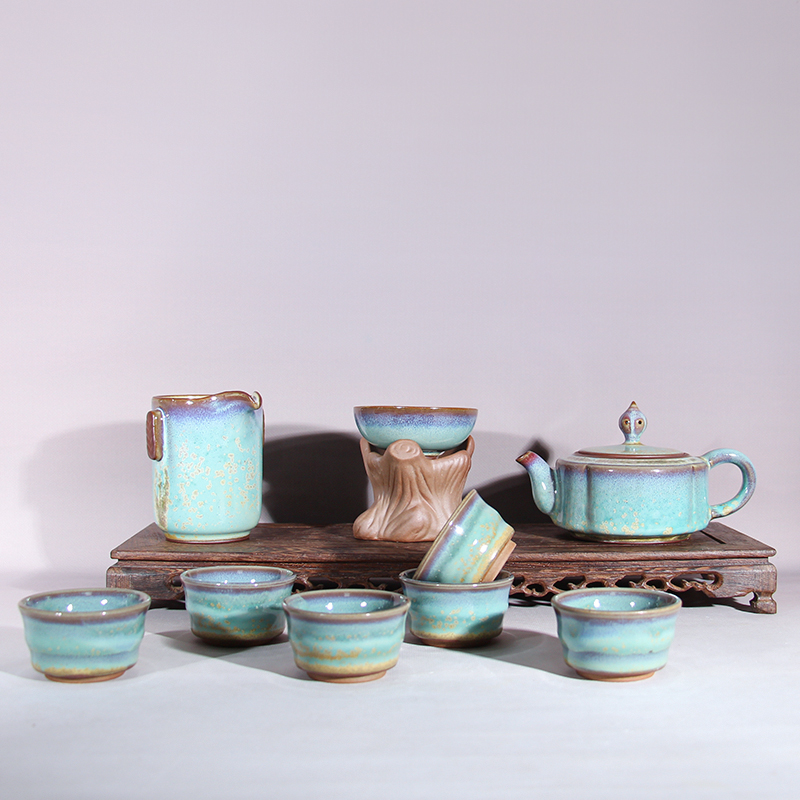 神垕钧瓷精品茶具卢钧海棠壶高档窑变特价陶瓷整套功夫茶具礼盒装