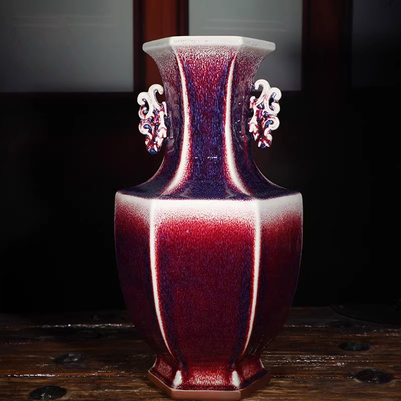 钧瓷花瓶王现峰双鱼尊摆件玄关博古架装饰陶瓷珍品级高档礼盒装