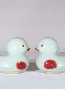 禹州神垕钧瓷精美礼品礼盒装可爱鸭鸭卡通单只摆件送礼可收藏书桌