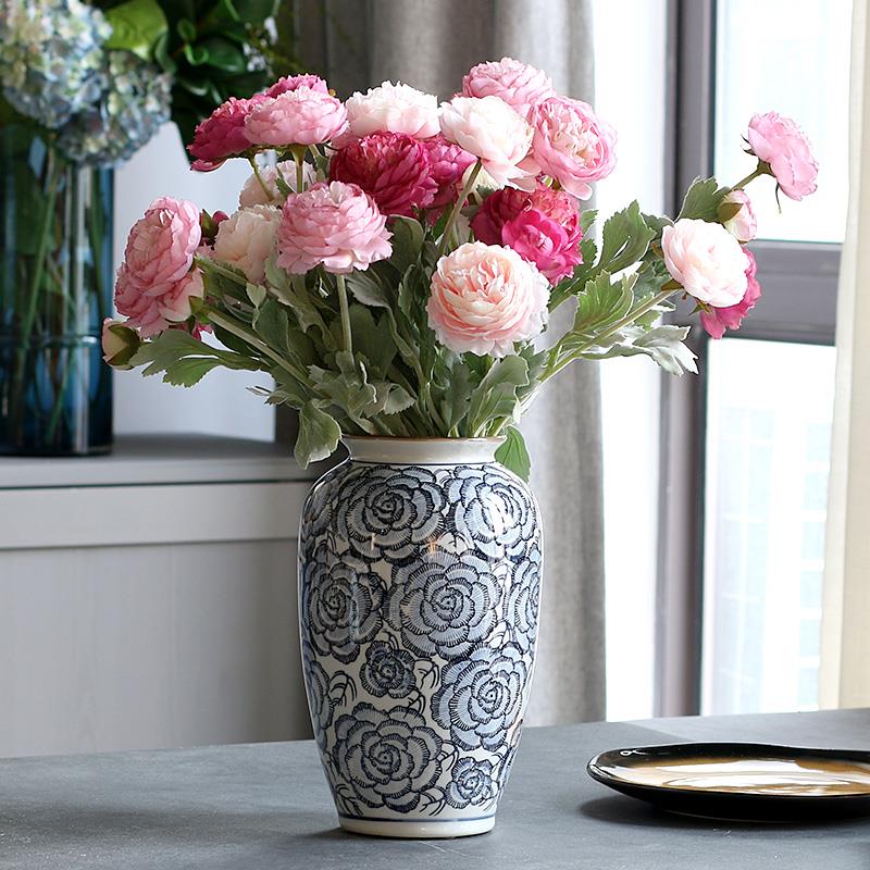 客厅玄关三头露莲套餐假花仿真花摆设茶几餐桌插花花艺含花瓶