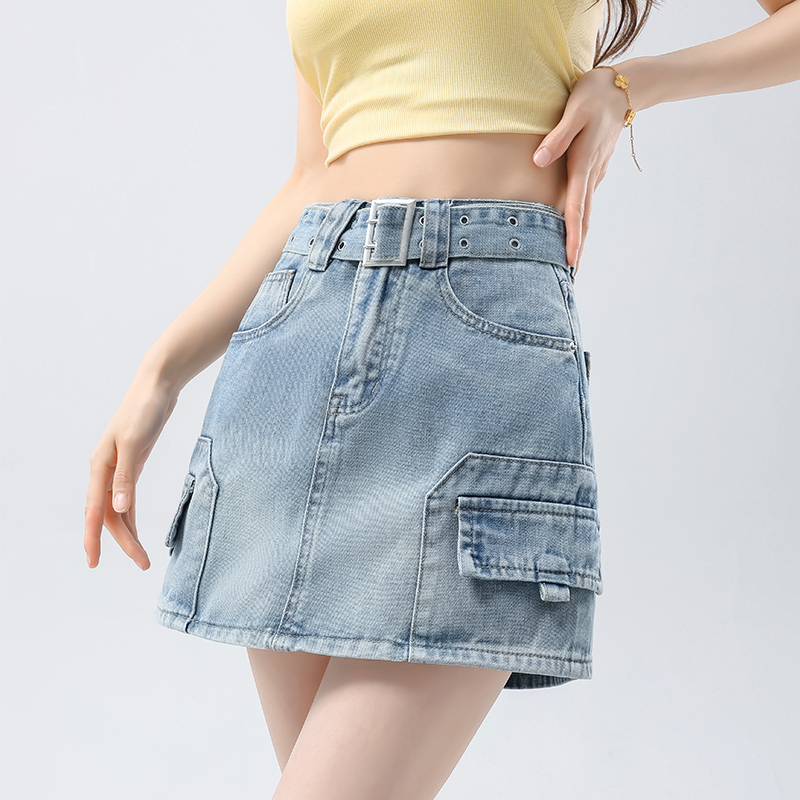 牛仔短裙女2025年春夏季新款韩版高腰A字显瘦半身裙潮工装裤裙子
