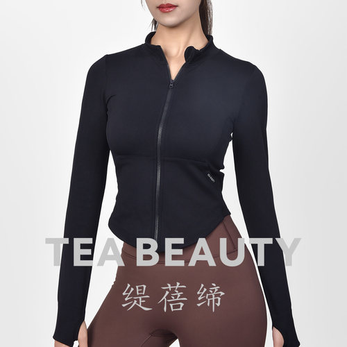 缇蓓缔黑色修身立领运动夹克女