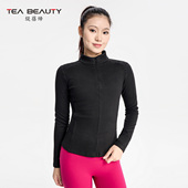 瑜伽服长袖 Tea Beauty打底立领拉链运动上衣女修身 卫衣户外运动风