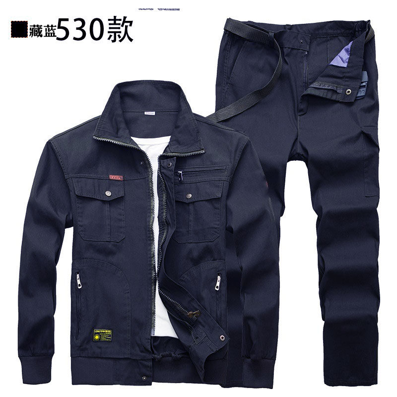 劳保服棉线电焊工防烫耐磨春秋加厚工作服套装男建筑工地工装