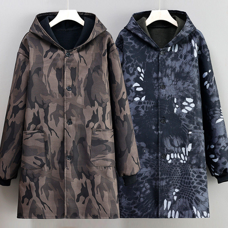 加绒加厚罩衣防水防油污耐脏男女款围裙工作服冬季外穿中长版长袖