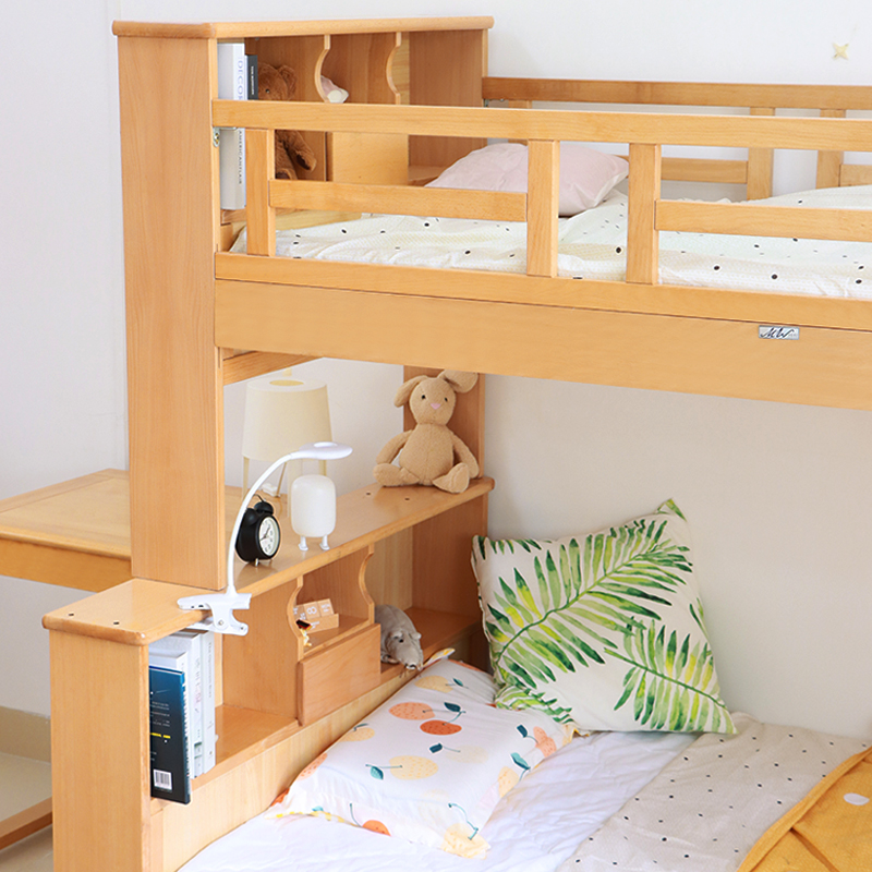 实木上下铺双层床榉木高低床子母床儿童成人两层带护栏可拆梯柜床