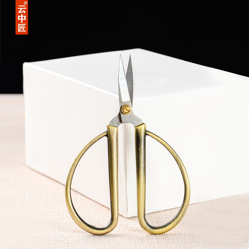 剪纸专用剪刀古铜短头小头尖头剪刀手工窗花剪刀专业成人学生剪刀