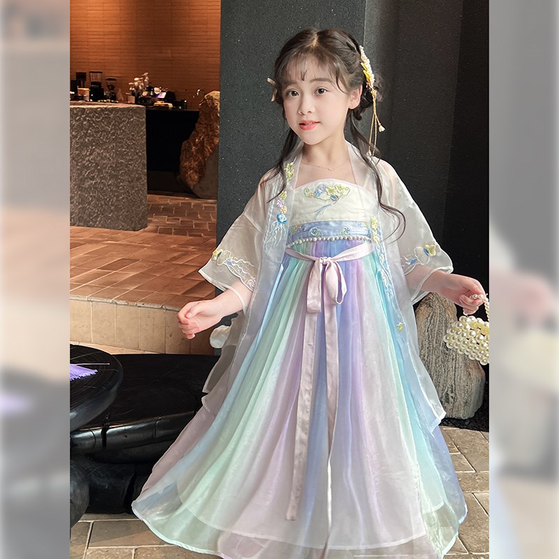 女童汉服2024夏季新款儿童裙子宝宝改良古风连衣裙演出服国风夏装