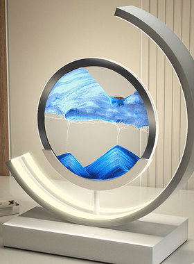 流沙画沙漏台灯艺术摆件动态书房书桌办公室装饰品生日创意山水画