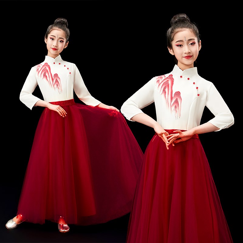 六一儿童大合唱演出服装男女童长裙中小学生诗歌朗诵合唱团表演服