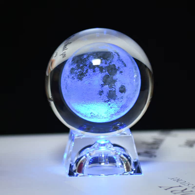 3D内雕月球水晶球LED夜灯摆件