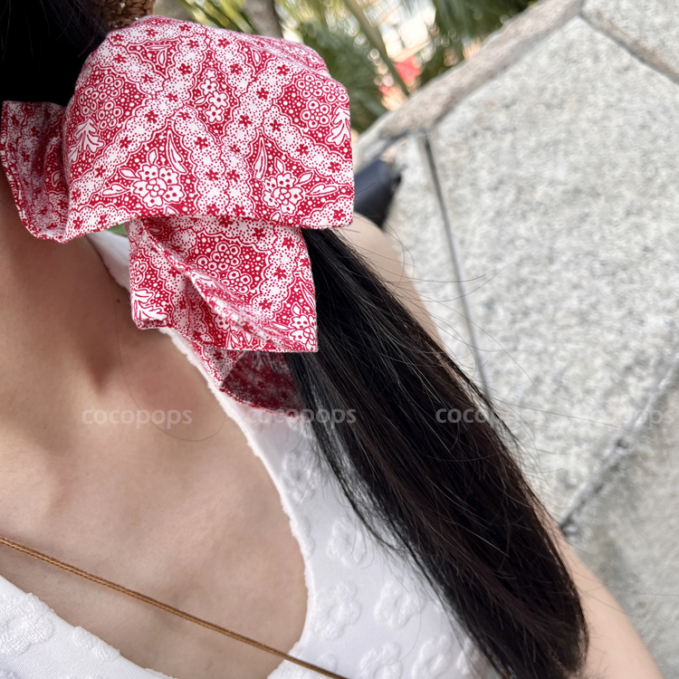 韩系ins高级感方巾型印花发圈